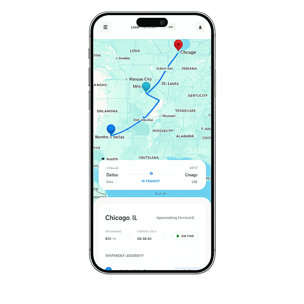 Driver app tracking screen